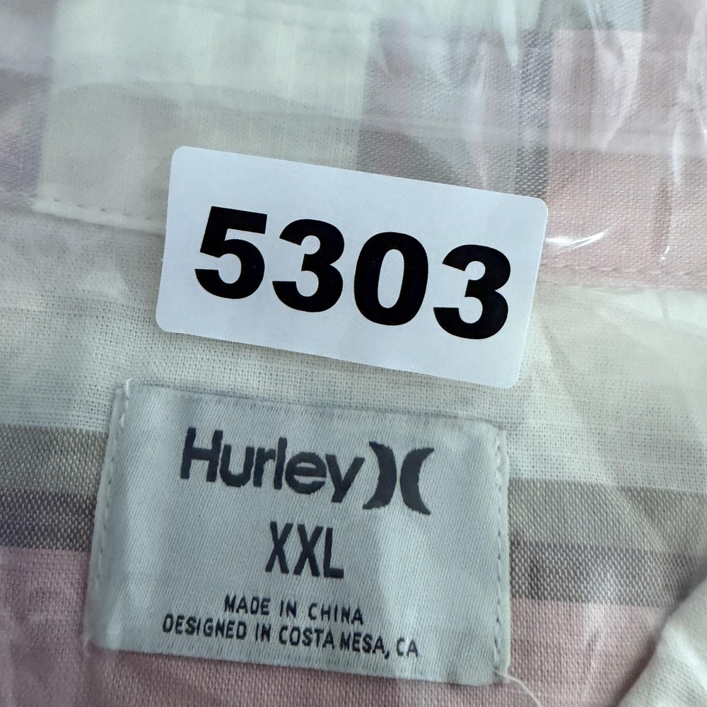 Hurley Shirt Mens 2XL Bone Pink OAO Lido Stripe SS Short Sleeve Button Up Casual - Picture 13 of 13